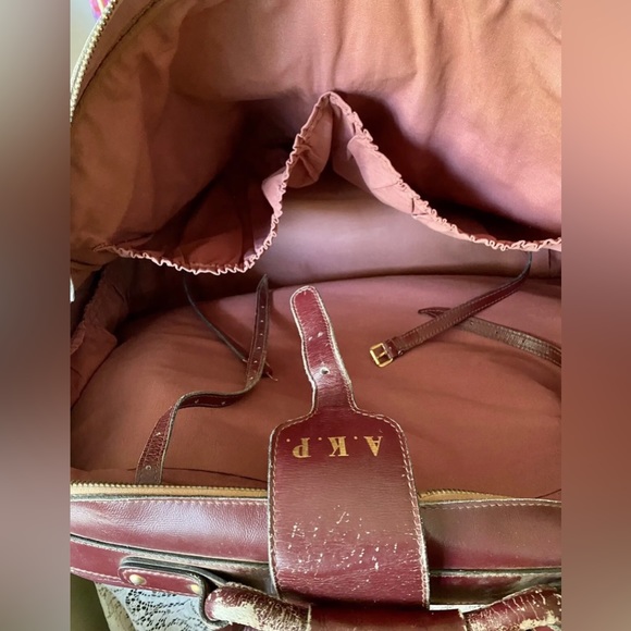 RARE GUCCI Extra Large Vintage LEATHER Suitcase Oxblood Luggage Case Tote Bag GG - Picture 8 of 11